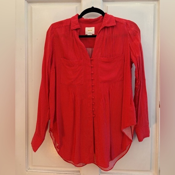 MAEVE Red Polka Dot Blouse Small - Picture 1 of 8